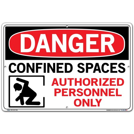 Vestil Sign, Danger, 18.5x12.5", Alum Comp, .130, SI-D-39-D-AC-130 SI-D-39-D-AC-130